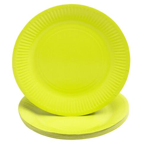 Platos de cartón sin plástico - Ø 23 cm - Verde kiwi