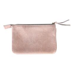 PLUME Petite Pochette 2 compartiments en Daim irisé 13x9cm - Cuivre