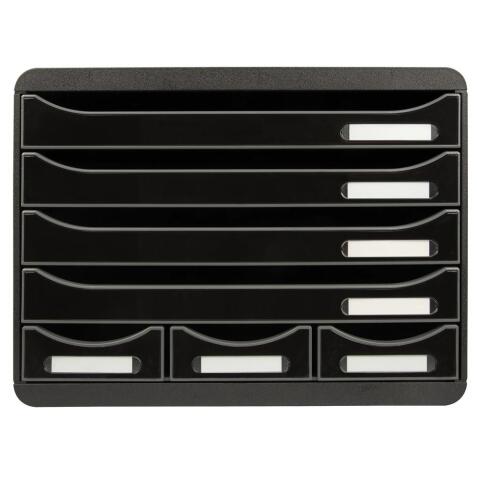 Schubladenbox STOREBOX, 7 offene Schubladen, Glossy - Schwarz Glossy