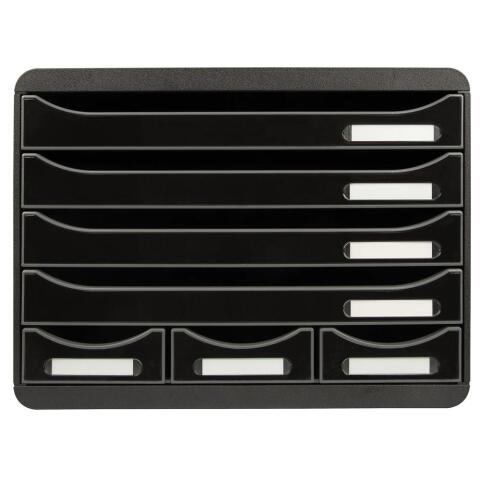 Módulo de clasificación apaisado Store Box mini 7 cajones negro