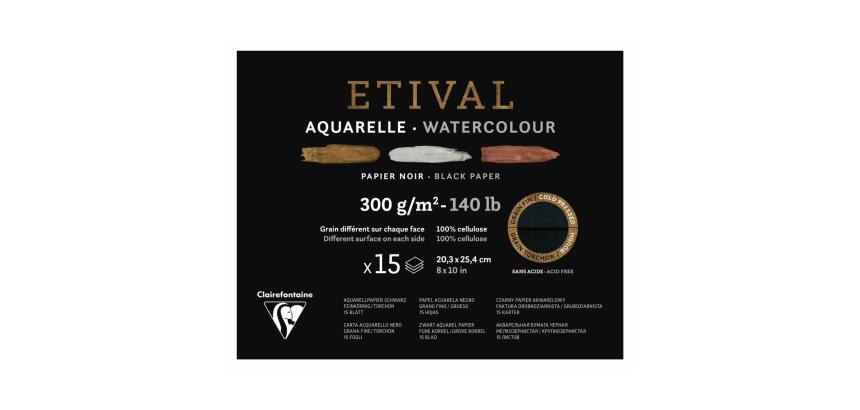 Etival Noir bloc collé 1 côté 15F 20,3x25,4cm 300g double grain