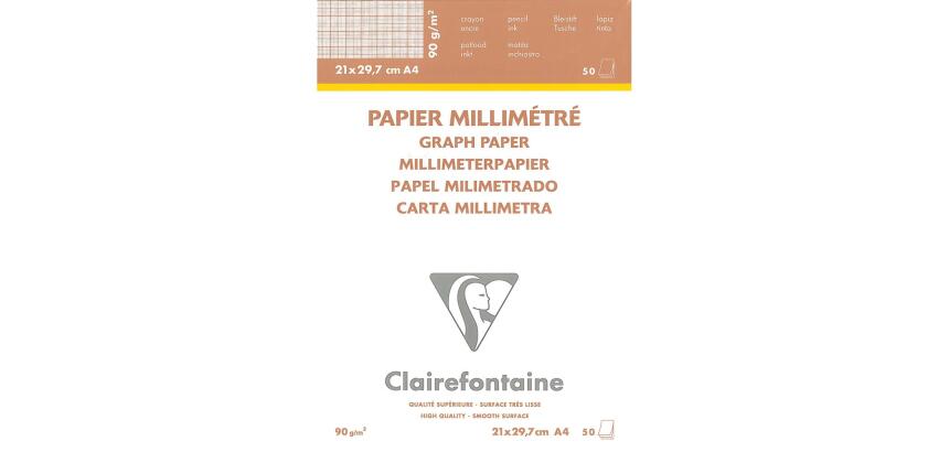 Vélin Millimétré bloc collé 50F A4 90g