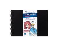 Manga Illustrations carnet spiralé 75 feuilles A4 100g couverture noire
