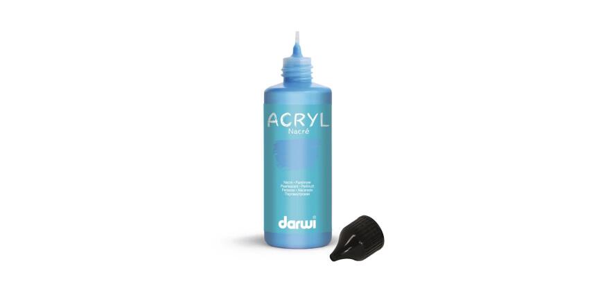 Darwi Flacon de 80 ml de Peinture Acrylique Universelle Nacrée - Bleu nacré