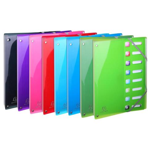 Clasificadores lomo extensible ventanas troqueladas Iderama ® PP - Tamaño: 24x32 cm para: A4 - Colores surtidos