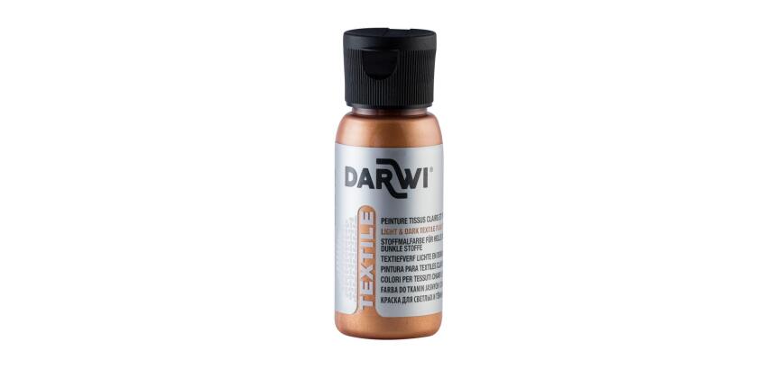 DARWI Flacon de 50 ml de Peinture Textile Métallique - Cuivre