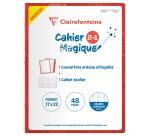 Cahier Magique couverture ardoise double-face effaçable piqué 17x22cm 48 pages grands carreaux (Seyès tricolore) - Rouge