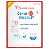 Cahier Magique couverture ardoise double-face effaçable piqué 17x22cm 48 pages grands carreaux (Seyès tricolore) - Rouge