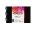 Rhodia Touch Watercolor Book, papier 100% coton grain satiné 300g - A6 paysage, 40 pages - Noir
