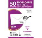 Paquet de 50 Enveloppes de Visite Blanches 95x145mm - Gommée - 120g/m2 - Blanc