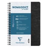 Clairefontaine Nomaddict Notebook - A5 - 5x5 Grid - 50 Sheets - 90gsm ? Wirebound - Black