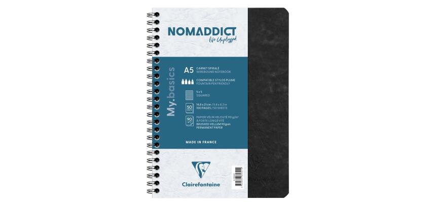 Cahier reliure intégrale Age Bag A5 100 pages petits carreaux - Noir