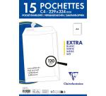 Paquet de 15 Pochettes Blanches C4-229x324 mm - Auto-Adhésives - 120g/m2 - Blanc
