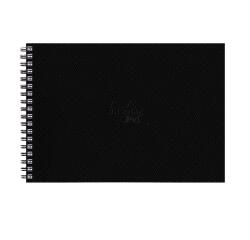 Rhodia Touch Watercolor Book, papier 100% coton grain satiné 300g - A4 paysage, 40 pages - Noir