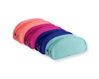 Trousse textile ovale 2 compartiments 22 x 8 x 10 cm, 4 couleurs assorties - Assortis