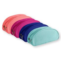 Trousse textile ovale 2 compartiments 22 x 8 x 10 cm, 4 couleurs assorties - Assortis