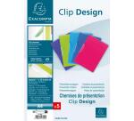 Chemise de présentation polypropylène semi-rigide Clip Design - A4 - Couleurs assorties