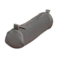 Trousse en cuir Age Bag petite ronde 18,5xØ4 cm - Gris