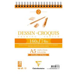 Bloc papier dessin Croquis, A5, 160 g/m2