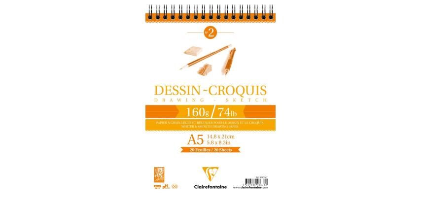 Dessin Croquis bloc spiralé 35F A5 160g