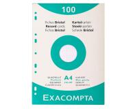 Étui de 100 fiches - bristol quadrillé 5x5 perforé 210x297mm - Blanc