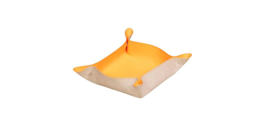 Rhodiarama vide-poche réversible simili cuir italien 12x12x4,5 cm - Beige