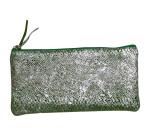 Céleste CUIR Trousse plate 22x11 cm Lazer Vert Argent