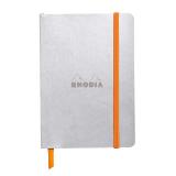 Rhodiarama carnet souple A6 144 pages ligné papier ivoire 90g fermeture élastique - Argent