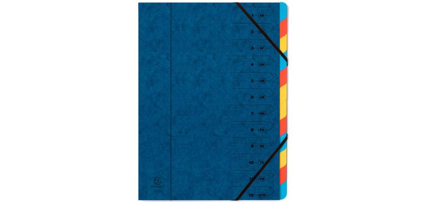 Trieur agrafé avec élastiques 12 compartiments