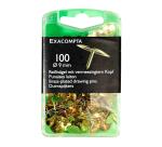 Boîte de 100 punaises couleur en laiton - Hauteur de pointe 9mm - 9mm de diamètre