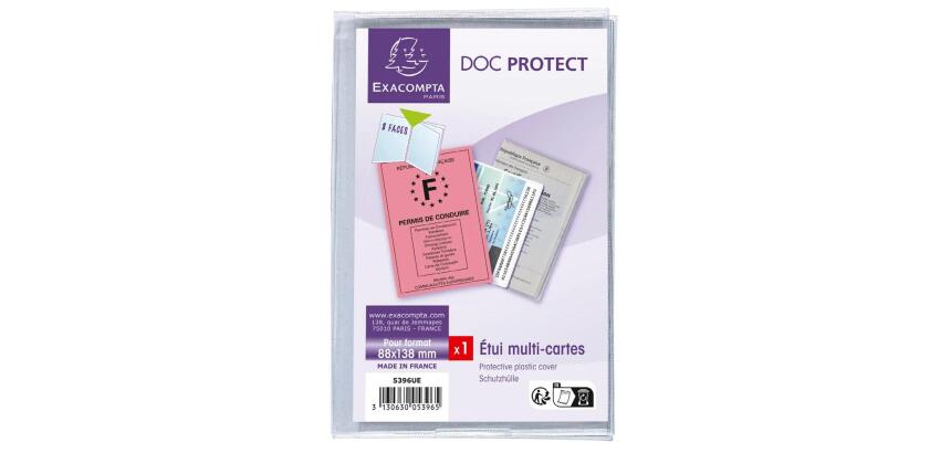 Etui de protection multi-cartes 4 volets PVC lisse 20/100e - Cristal