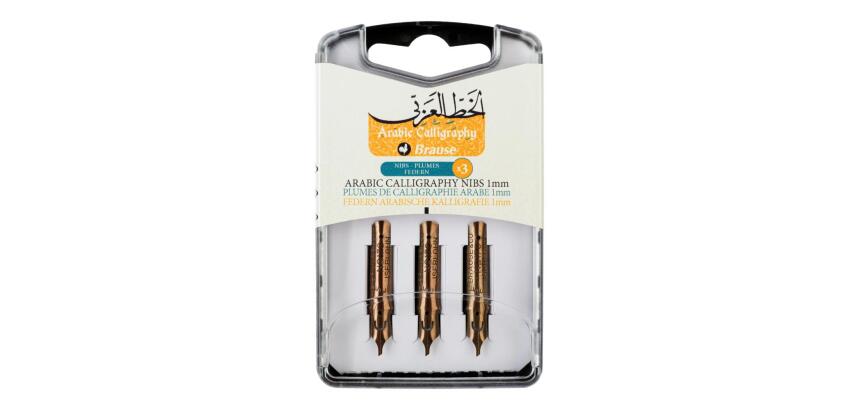 Boîte de 3 plumes de calligraphie arabe