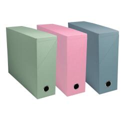 Authentic Exacompta canvas covered filing box with 9 cm spine, assorted colors