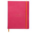 Rhodiarama carnet souple 19x25 cm 160 pages ligné papier ivoire 90g fermeture élastique - Framboise