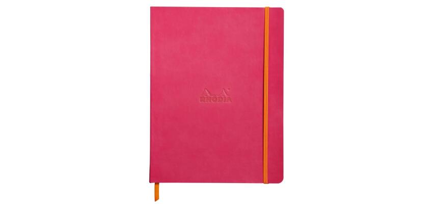 Rhodiarama carnet souple 19 x 25 cm 160 pages ligné papier ivoire 90g fermeture élastique