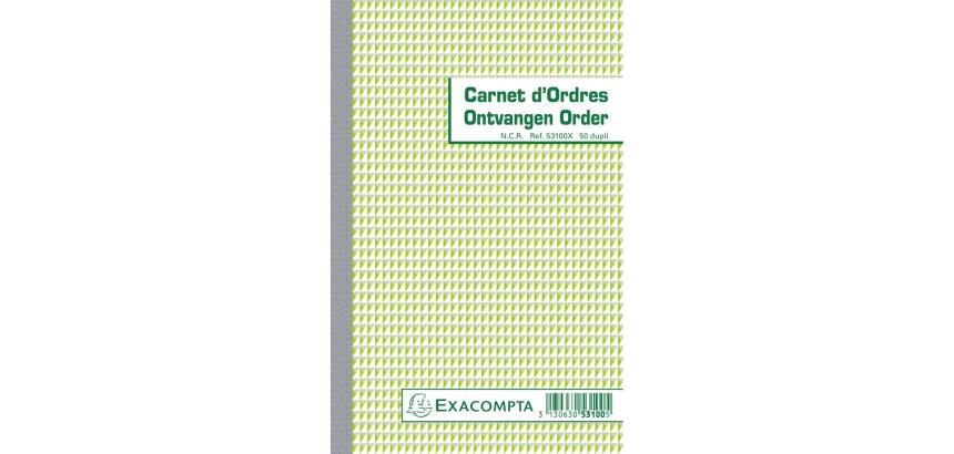 Carnet d'ordres 21x13,5cm 50 feuillets double autocopiant Billingue