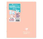 Cahier piqué Koverbook Blush 17x22cm 96 pages grands carreaux couverture polypropylène opaque bicolore - Corail/Bleu givré