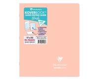 Cahier piqué Koverbook Blush 17x22cm 96 pages grands carreaux couverture polypropylène opaque bicolore - Corail/Bleu givré