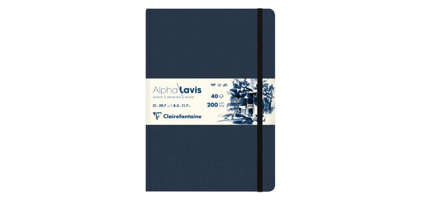 Alpha Lavis carnet cousu 40F A4 300g - Bleu
