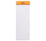 Bloc agrafé Rhodia N°8 7,4x21 cm 80 feuillets petits carreaux 5x5 80g - Orange