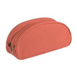Trousse textile ovale 2 compartiments 22 x 8 x 10 cm Turquoise.