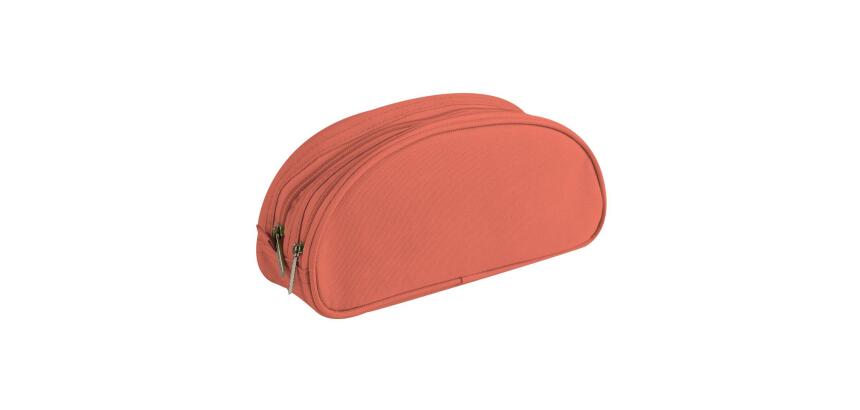 Trousse textile ovale 2 compartiments 22 x 8 x 10 cm Turquoise.
