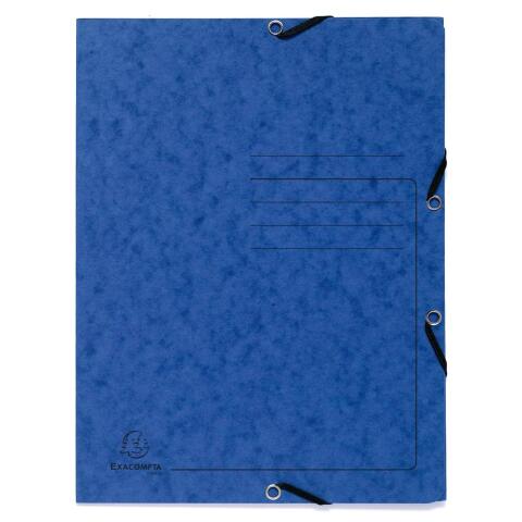 Carpetas con gomas 3 solapas impresas 355 g/m2 - Azul