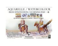 Aquarelle Prédessiné bloc collé 12F A4 300g