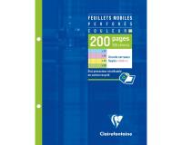 Feuillets mobiles couleur sous étui 17x22 cm 200 pages perforés grands carreaux papier Couleur aléatoire 50 pages bleues, 50 pages rose, 50 pages vertes, 50 pages jaunes - Assortis