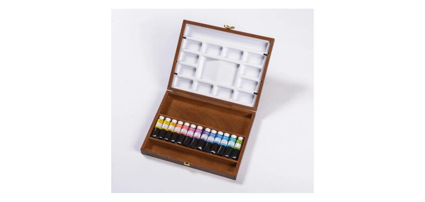 Coffret acajou + 13 tubes + 2 palettes - Sél. Classique