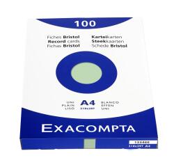 Étui de 100 fiches - bristol uni non perforé 210x297mm - Vert