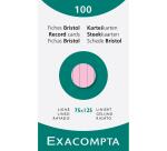 Étui de 100 fiches - bristol ligné non perforé 75x125mm - Rose