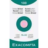Étui de 100 fiches - bristol ligné non perforé 75x125mm - Rose