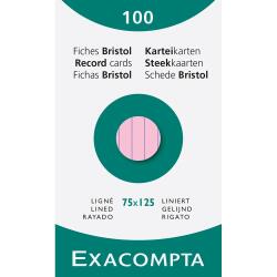 Étui de 100 fiches - bristol ligné non perforé 75x125mm - Rose